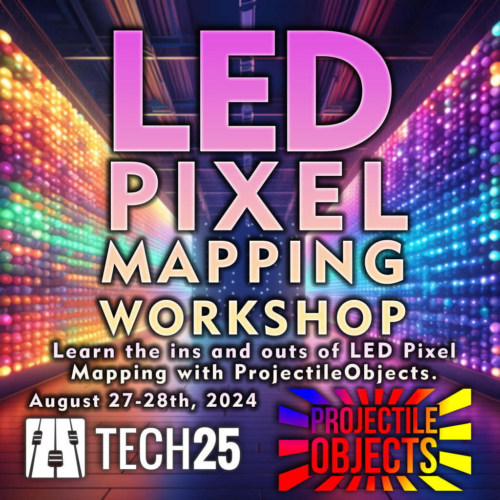 pittsburgh LED madmapper pixel mapping LED workshop flyer for Tech25 taught by ProjectileObjects